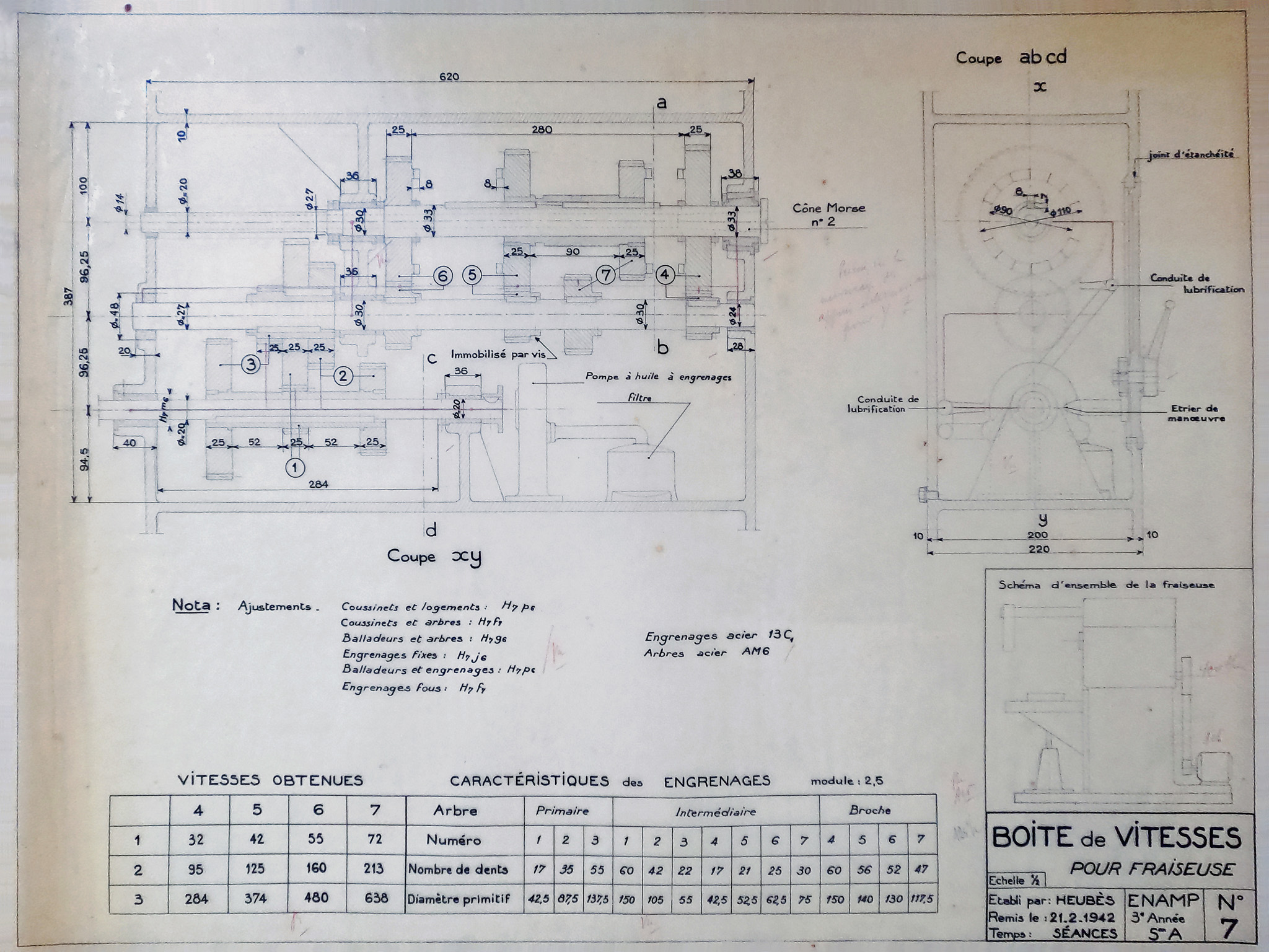 Boite de vitesses pour fraiseuse