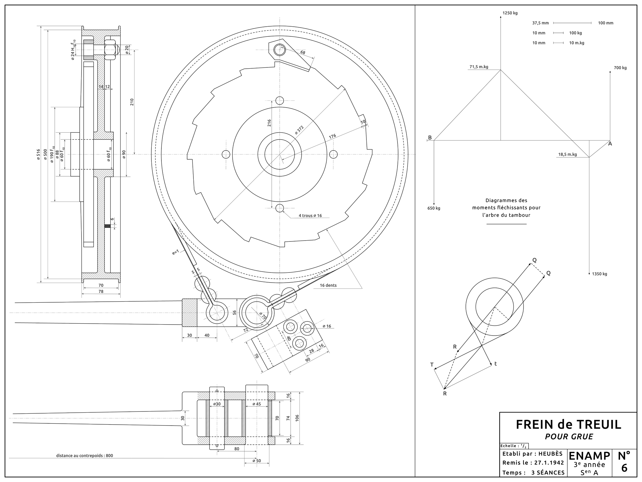 Frein de treuil pour grue