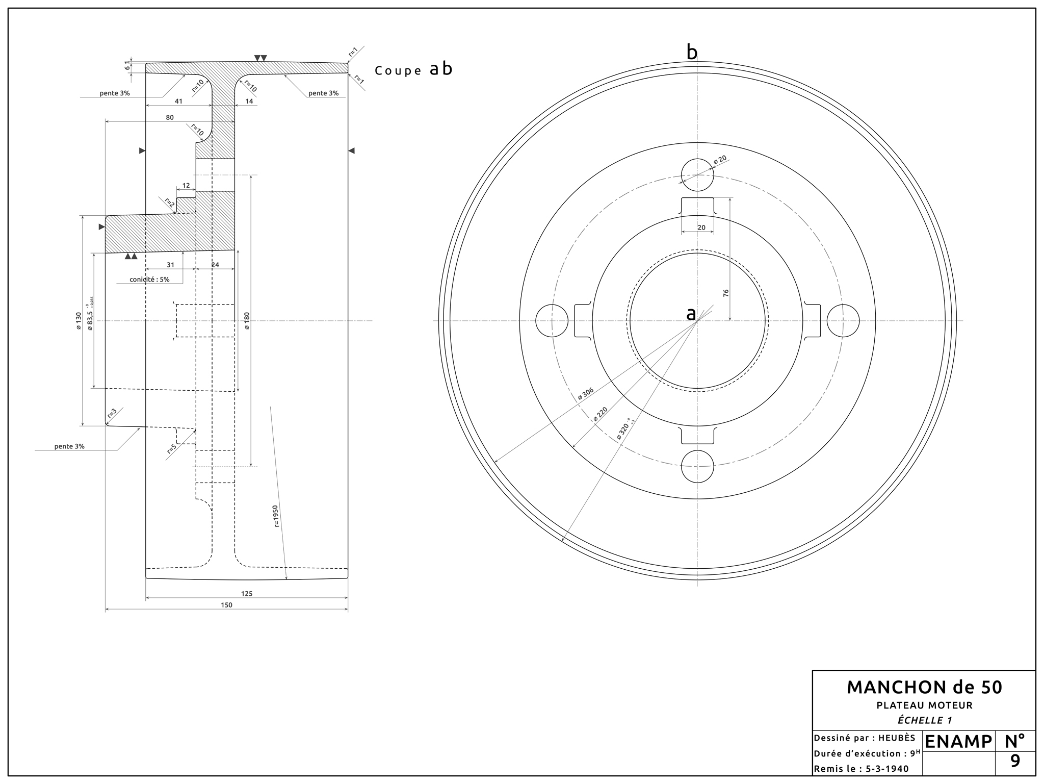 Manchon de 50 - Plateau moteur