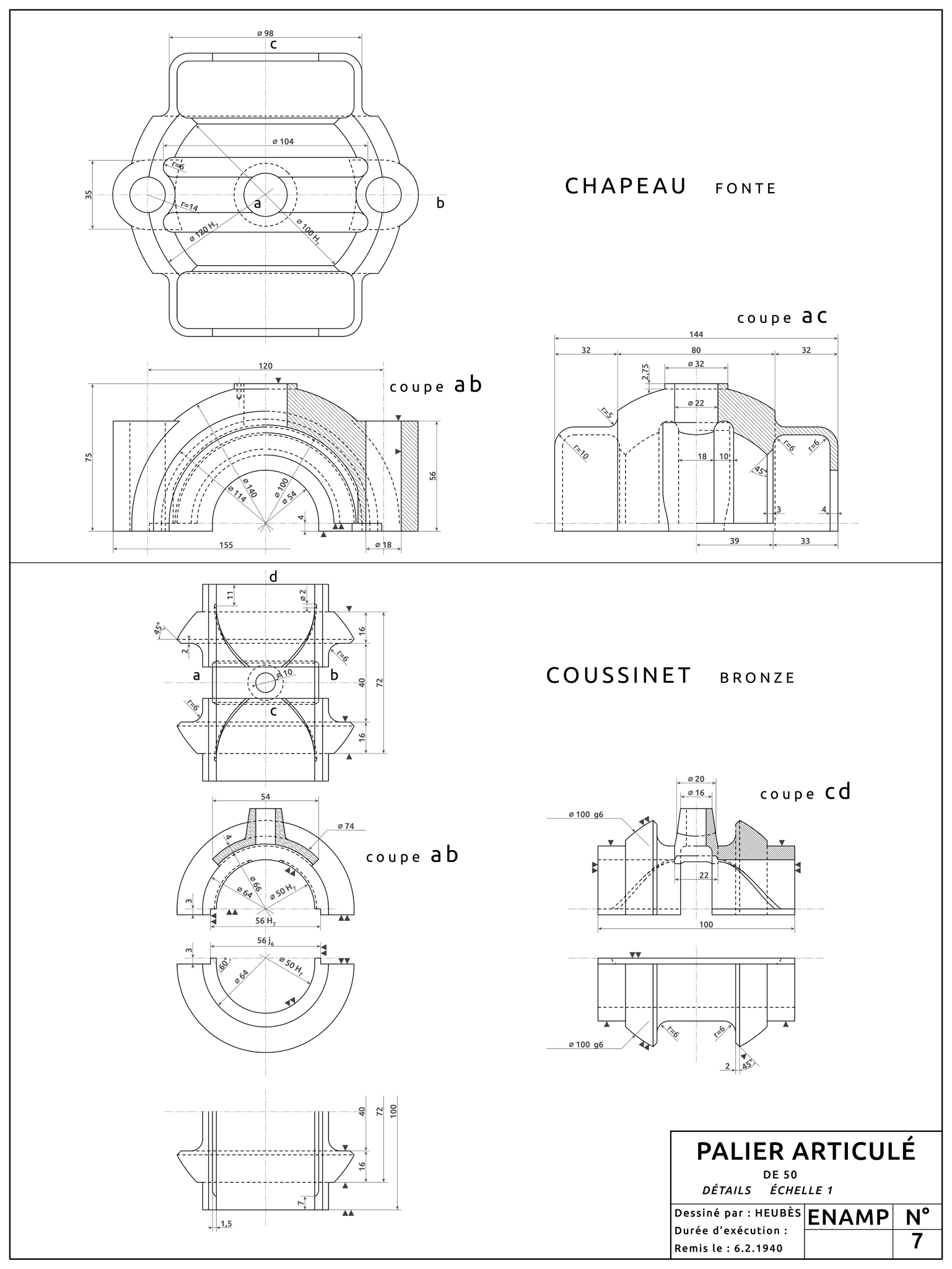Palier articulé de 50 - Détails