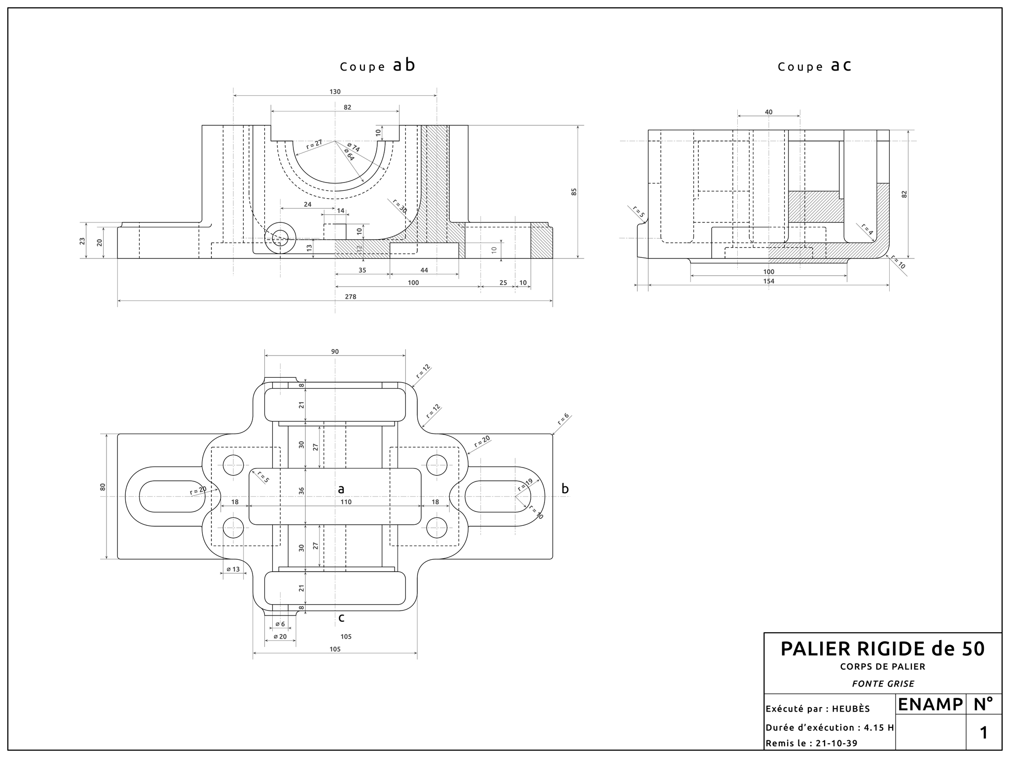 Palier rigide de 50 - Corps de palier