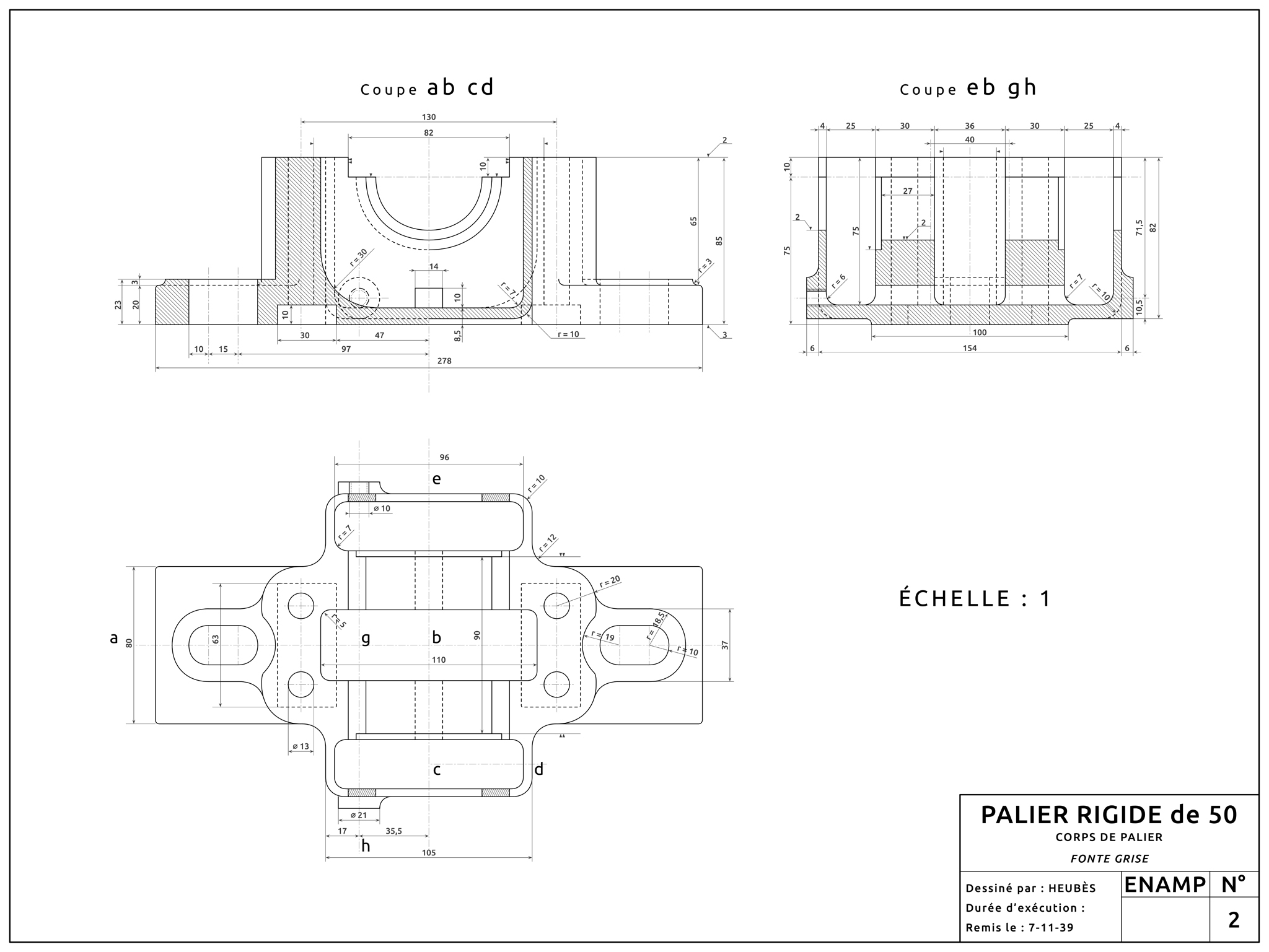 Palier rigide de 50 - Corps de palier